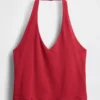 Top corto con scollo all’americana in maglia fitta