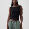 Top corto in jersey a maglia fitta con arricciature