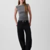 Top corto in jersey a maglia fitta con arricciature