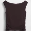Top corto in jersey a maglia fitta con arricciature