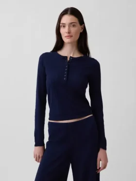 Top da pigiama leggero in CashSoft a maglia pointelle con cuori
