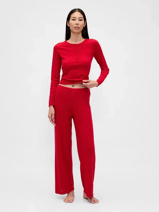 Top da pigiama leggero in CashSoft a maglia pointelle con cuori
