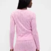 Top da pigiama leggero in CashSoft a maglia pointelle con cuori
