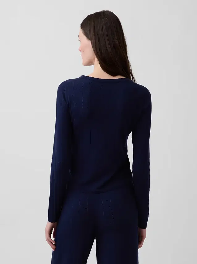 Top da pigiama leggero in CashSoft a maglia pointelle con cuori