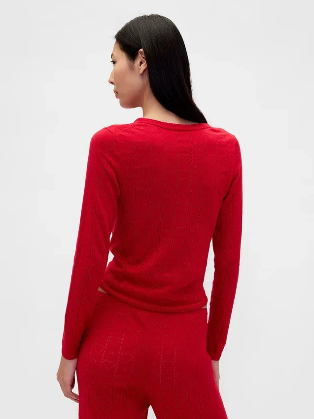 Top da pigiama leggero in CashSoft a maglia pointelle con cuori