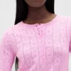 Top da pigiama leggero in CashSoft a maglia pointelle con cuori