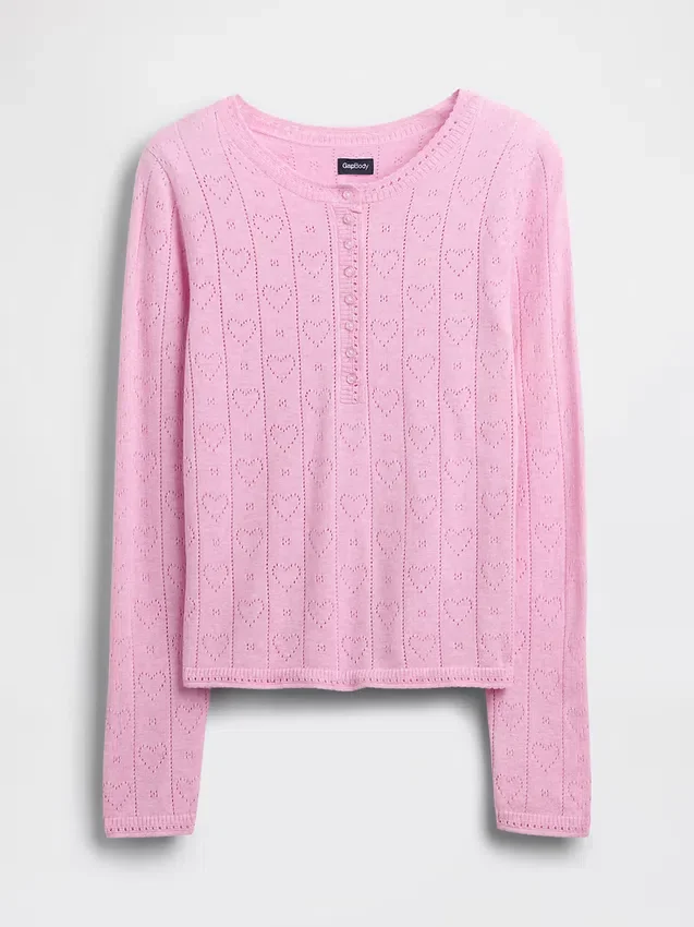 Top da pigiama leggero in CashSoft a maglia pointelle con cuori