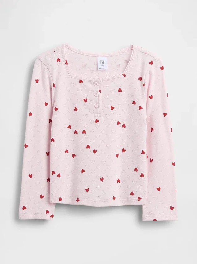 Top Henley in punto traforato per neonato & bebè