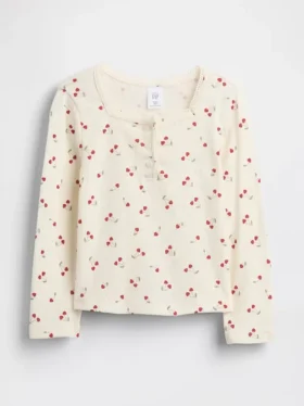 Top Henley in punto traforato per neonato & bebè
