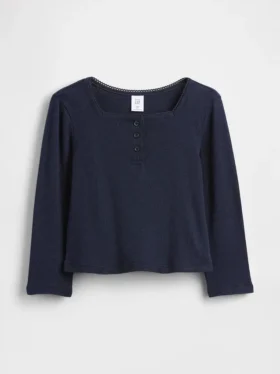 Top Henley in punto traforato per neonato & bebè