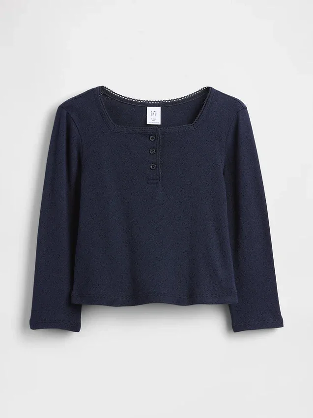 Top Henley in punto traforato per neonato & bebè