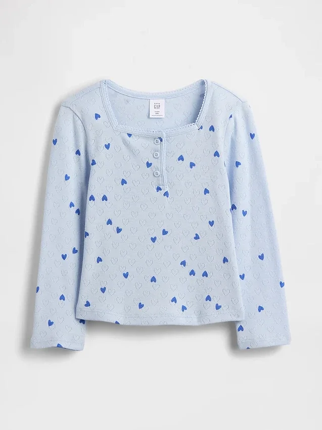 Top Henley in punto traforato per neonato & bebè