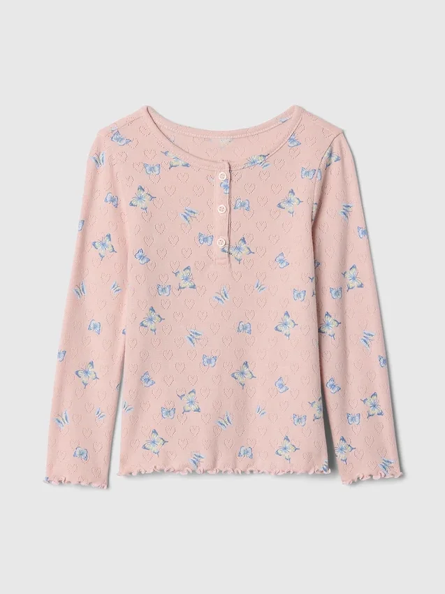 Top Henley in punto traforato per neonato & bebè