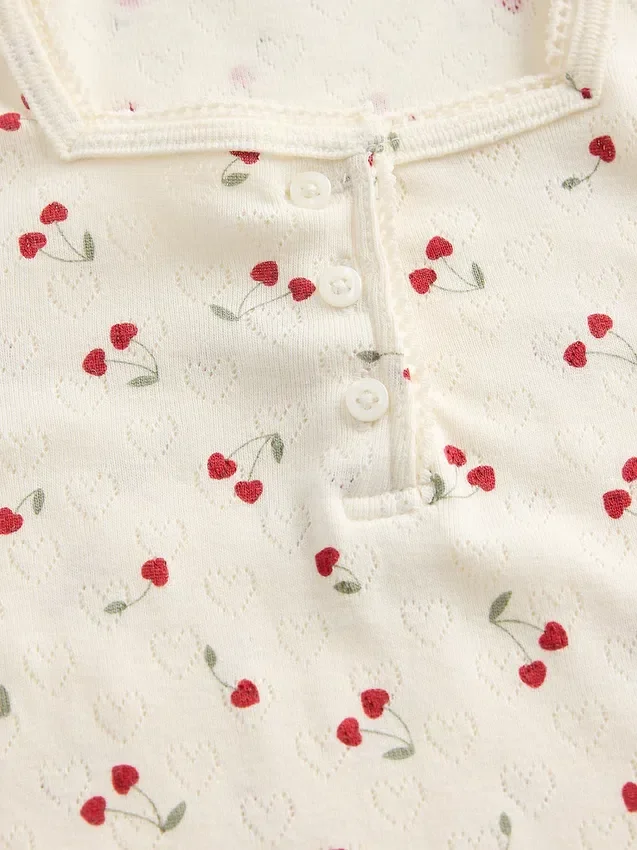 Top Henley in punto traforato per neonato & bebè