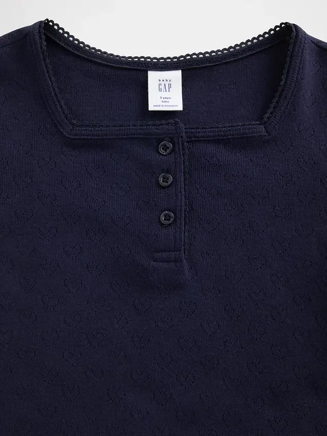 Top Henley in punto traforato per neonato & bebè