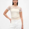 Top in rete con pizzo floreale