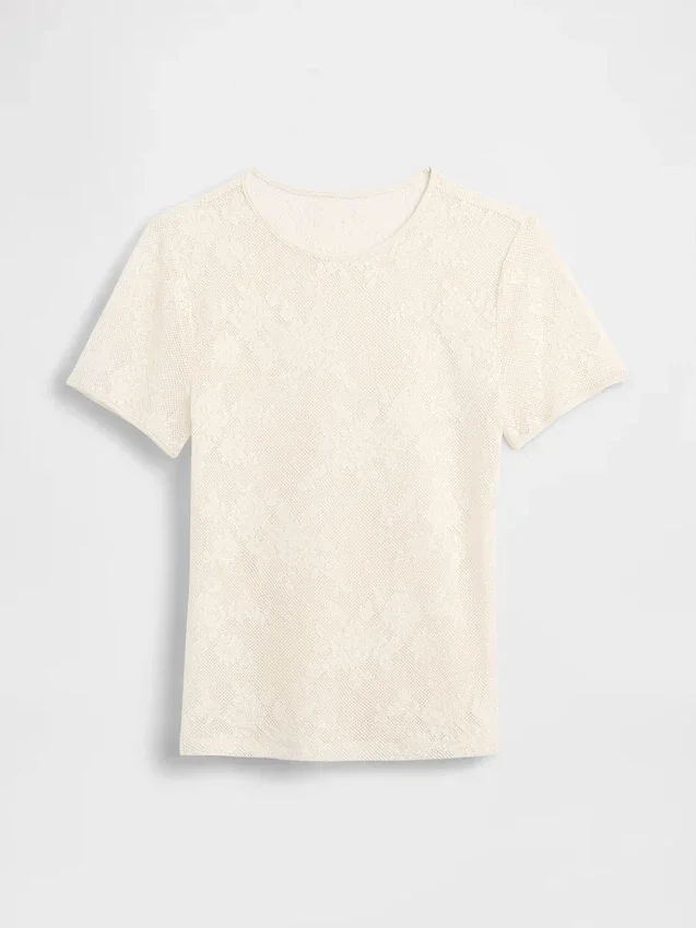 Top in rete con pizzo floreale