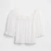 Top in tulle trasparente ricamato