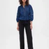 Top in voile con bordi in pizzo