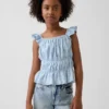 Top peplum smockato con maniche svolazzanti per bambini