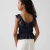 Top peplum smockato con maniche svolazzanti per bambini