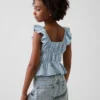 Top peplum smockato con maniche svolazzanti per bambini