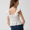 Top peplum smockato con maniche svolazzanti per bambini