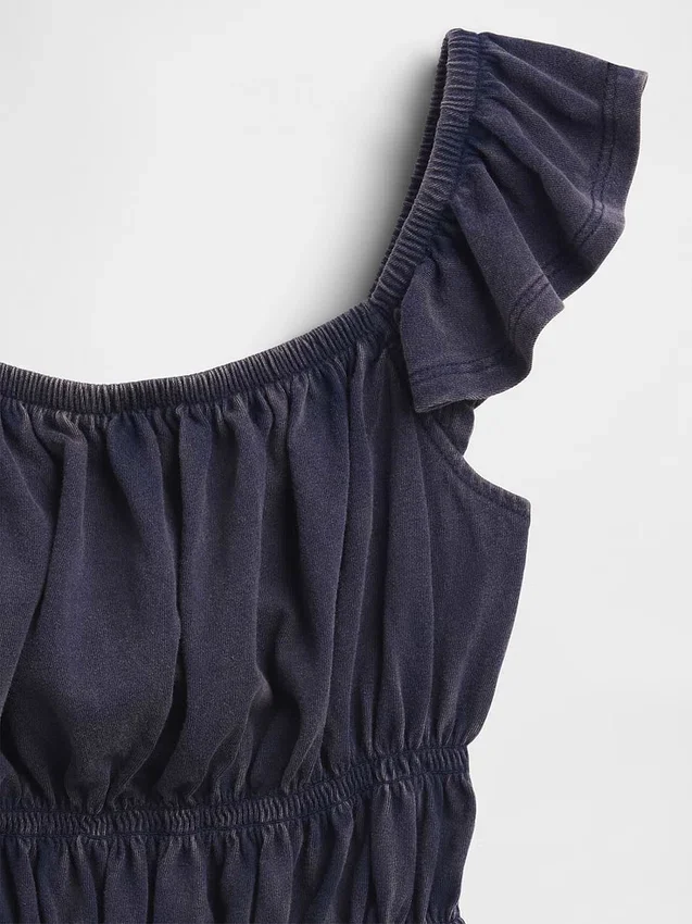 Top peplum smockato con maniche svolazzanti per bambini