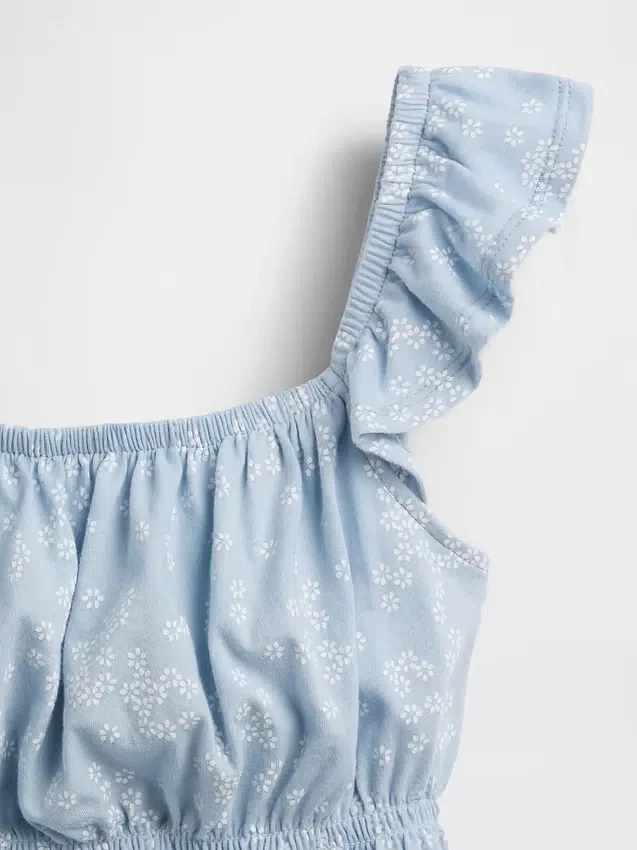 Top peplum smockato con maniche svolazzanti per bambini