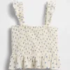 Top peplum smockato in garza di cotone per bambini