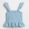 Top peplum smockato in garza di cotone per bambini