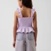 Top peplum smockato in garza di cotone per bambini