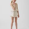Top peplum smockato in garza di cotone per bambini