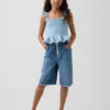 Top peplum smockato in garza di cotone per bambini