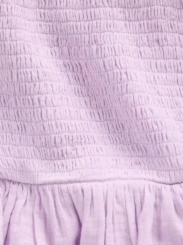 Top peplum smockato in garza di cotone per bambini