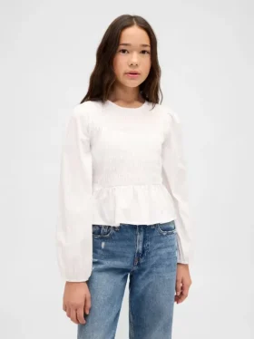 Top peplum smockato per bambini