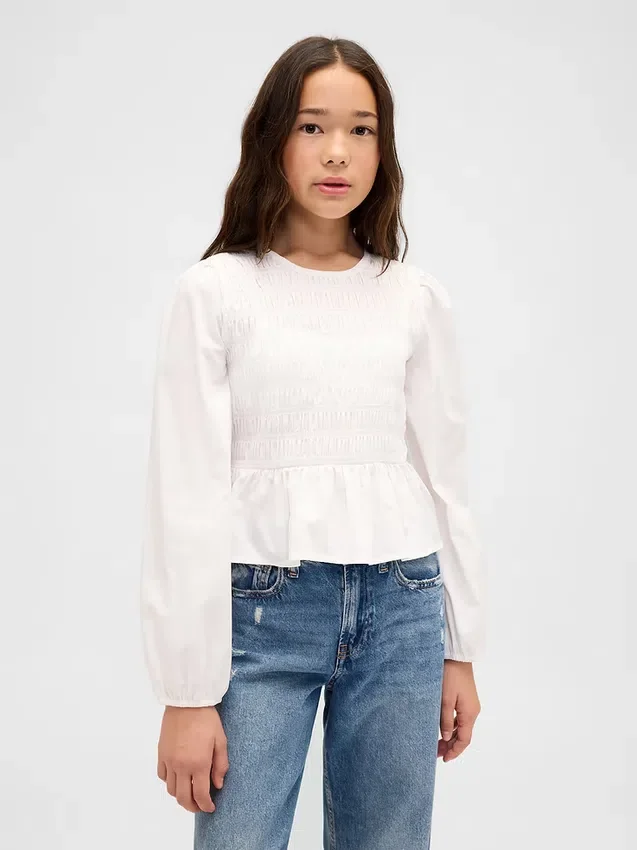 Top peplum smockato per bambini
