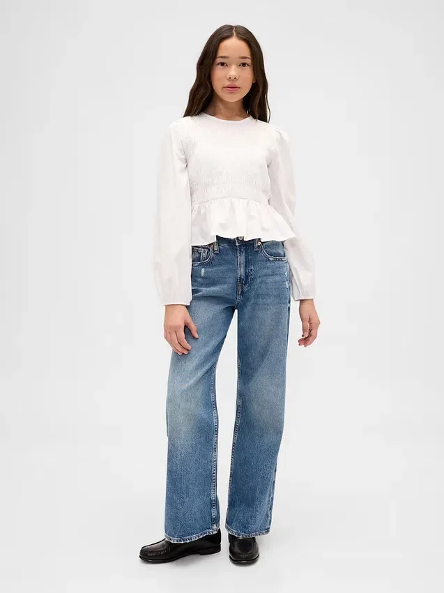 Top peplum smockato per bambini
