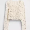 Top per bambini con collo quadrato e smock