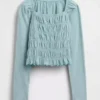 Top per bambini con collo quadrato e smock