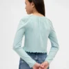 Top per bambini con collo quadrato e smock