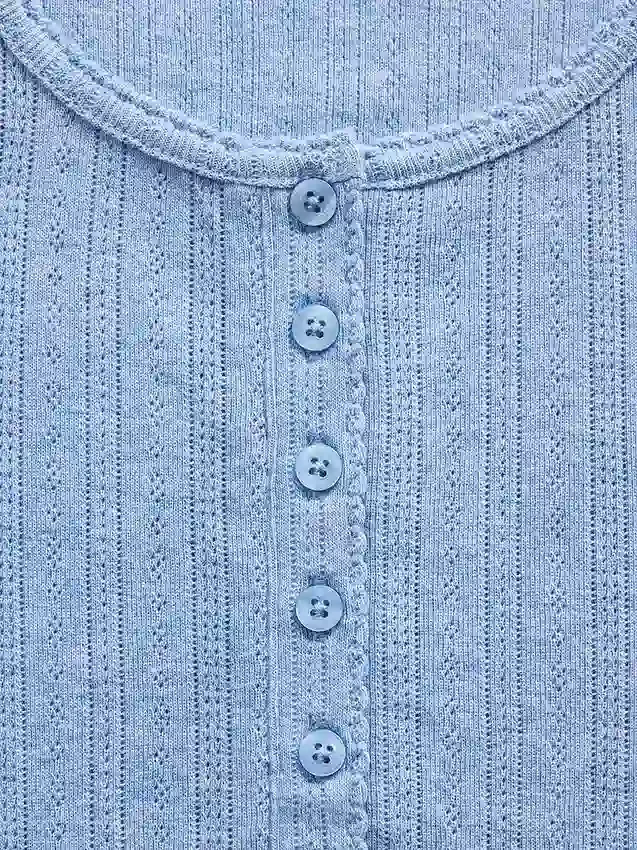 Top pigiama GAP × Summer Fridays con collo Henley a maglia pointelle