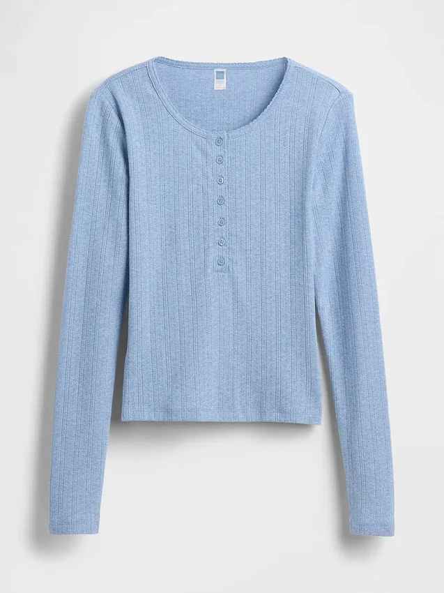 Top pigiama GAP × Summer Fridays con collo Henley a maglia pointelle