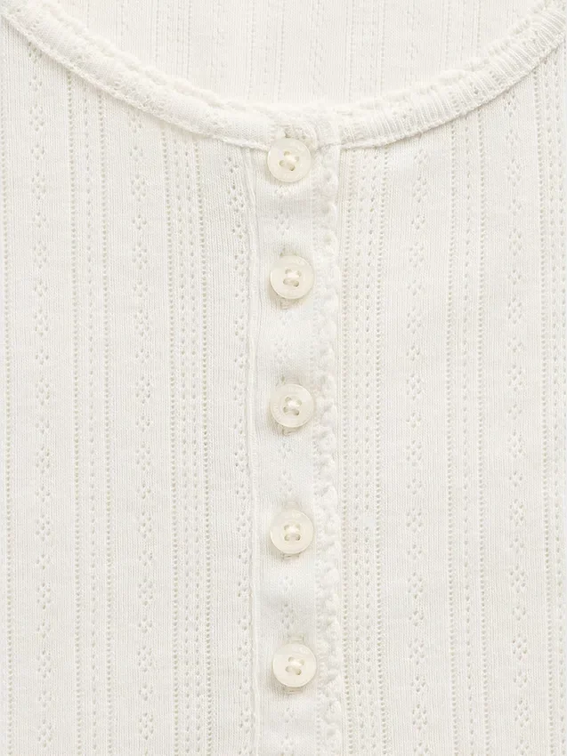 Top pigiama GAP × Summer Fridays con collo Henley a maglia pointelle