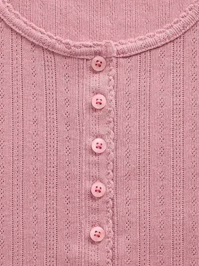 Top pigiama GAP × Summer Fridays con collo Henley a maglia pointelle