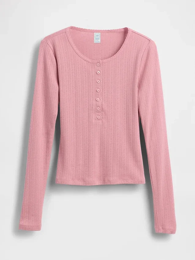 Top pigiama GAP × Summer Fridays con collo Henley a maglia pointelle