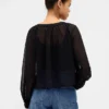 Top trasparente con abbottonatura frontale