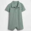 Tuta corta da neonato in piqué stile Polo