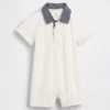 Tuta corta da neonato in piqué stile Polo