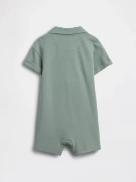 Tuta corta da neonato in piqué stile Polo